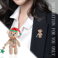 YINI nouveau noël plein diamant ours bijoux broche Clip belle broche en cristal pour manteau en gros accessoire de mode