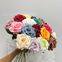 Rose artificielle en soie à tige unique, effet diamant, pour mur floral de mariage, décoration florale, vente en gros