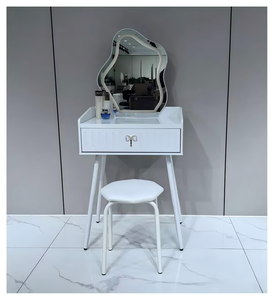 Modern Makeup <b>Vanity</b> Table With <b>Lighted</b> Mirror Storage Desk For Bedroom Furniture - Product Image 1