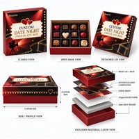 Boîte cadeau rigide personnalisée pour la Saint-Valentin, boîte d'emballage avec base et couvercle imprimés en CMYK, finition brillante, cadeau romantique