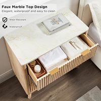 Ensemble de tables de chevet cannelées Sunrise, plateau moderne en faux marbre, table d'appoint à 3 tiroirs, rangement en fer réglable pour chambre et salon