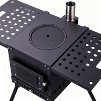 Poêle à bois multifonction pour jardin extérieur, table latérale pliable, chauffage de tente de camping pour cuisiner et se chauffer