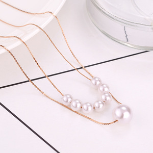<span class=keywords><strong>Collana</strong></span> di <span class=keywords><strong>perle</strong></span> alla moda <span class=keywords><strong>con</strong></span> <span class=keywords><strong>catena</strong></span> in acciaio inossidabile dorato, pendente di <span class=keywords><strong>perle</strong></span>, <span class=keywords><strong>collana</strong></span> a doppio strato per donna - Product Image 2