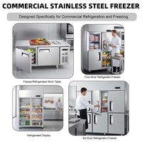 Refrigerador Vertical de Doble Temperatura y Ahorro de Energía, Refrigerador Comercial de Acero Inoxidable de 6 Puertas para Cocina