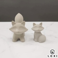 Ensemble de figurines de renards en céramique de style nordique, en terre cuite jaune gris mat et blanc, pour la décoration moderne de la maison et accessoire de bureau