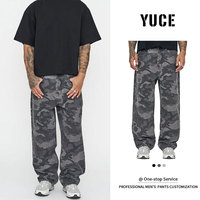 YUCE Vente en gros Jeans rétro camouflage pour hommes Jeans Y2K entièrement imprimés Jeans baggy délavés à la pierre