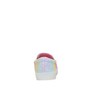 Gradient Rainbow Glitter <b>Slip</b> On Sneakers For Little Girls Elastic Opening Light Weight Casual Party Walking <b>Shoes</b> - Product Image 5