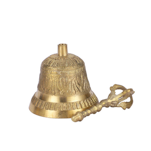 Campana Tibetana in Ottone con Manico Vajra, Ghanta Buddista per Meditazione, Yoga, Rituali e Regali per Altari Domestici - Product Image 5