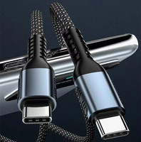 Kabel Data USB Type C 1M 100W 3A PD Pengisian Cepat Universal Berbahan Nilon Kepang Konduktor Tembaga Murni Material Aluminium Bersertifikasi CE/ROHS/FCC