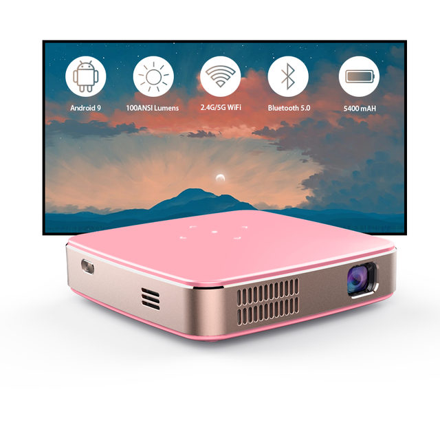 Mini HD DLP Projector Smart Android 9 Mobile Power Function 1080P Resolution Optional 4K Pico Projector Wireless Phone Mirroring