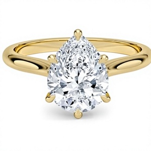 Bague de Fiançailles Solitaire Luxe Plaqué Or 18K 14K Coupe Poire Sertie Six Griffes, Bague de Mariage et de Promesse, Cadeau pour Femme - Product Image 1
