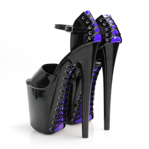 Novità 2021 <span class=keywords><strong>Sandali</strong></span> <span class=keywords><strong>Neri</strong></span> <span class=keywords><strong>con</strong></span> Plateau e Lacci Sexy da Ballerina Esotica Scarpe da Strip Dance e Pole Dance <span class=keywords><strong>Tacco</strong></span> <span class=keywords><strong>Alto</strong></span> 20 cm alla Moda - Product Image 6