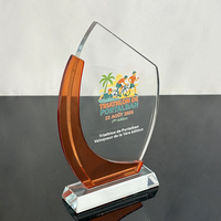 Vente d'usine : Plaque de récompense en cristal personnalisée, courbe orange, trophée moderne en cristal