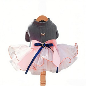 Vestido de princesa para mascotas, para perros y gatos, falda de poliéster rosa y gris, para las cuatro estaciones - Product Image 5