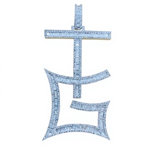 Cross Pendant Charm <b>silver</b> + moissanite Plated Crystal pendant Luxury look Hip hop Style Unisex <b>Jewelry</b> pendant - Product Image 1