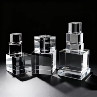 HBL vente en gros clair plusieurs tailles bloc de Cube de cristal vierge pour 3D Laser graver matériel Photo bloc de gravure Laser