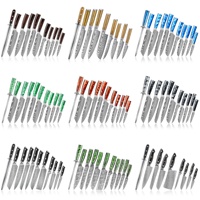 Gratis verzending SkyCook 5 inch keukenmes Damascus staal gepersonaliseerde 6-delige steakmessen met obsidiaan zwart hars handvat