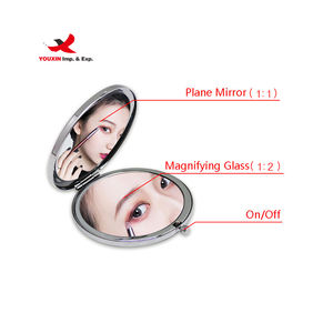 Miroir de maquillage pliable rond de poche en métal or rose, vente en gros d'usine à bas prix pour achats mixtes - Product Image 5