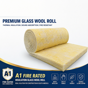Aislamiento de Lana de Vidrio de Diseño Moderno, Rollo Cuadrado de Fibra de Vidrio de 50 mm y 100 mm, Resistente al Fuego, Insonorizante y Ecológico - Product Image 1