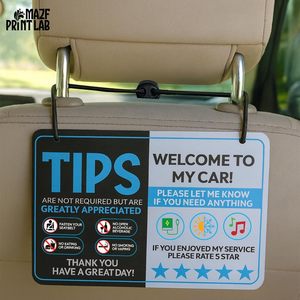 Panneau de bienvenue pour chauffeur de VTC - 9x6 pouces - « Bienvenue dans ma voiture, merci pour votre compagnie » - Panneau en PVC imperméable pour voiture - Product Image 3