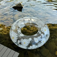 Transparenter Gänseblümchen-Schwimmring aus umweltfreundlichem PVC, aufblasbares rundes Pool- und Strand-Wasserspielzeug für Erwachsene, 60-90 cm