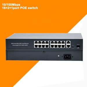 Unmanaged 330W Metal Desktop <b>POE</b> <b>Switch</b> 16 Ports 10/100Mbps 2 Uplink RJ45 1 SFP <b>POE</b> Networking 10/100Mbps 2 Networking <b>Switch</b> - Product Image 1