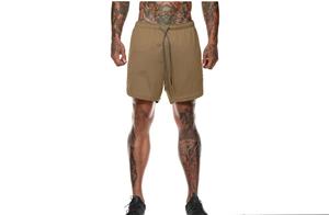 Men's Summer Casual Sports Shorts New Muscle Double-<b>Layer</b> Quick-Drying Five-Minute Pants High <b>Mid</b> Breathable Solid Plain Dyed - Product Image 4