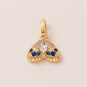 Breloques en laiton doré E791, série alimentaire mignonne (cerise, <span class=keywords><strong>pizza</strong></span>, champignon, pain), pendentifs en émail et zircon pavé, forme d'arc croisé, pour DIY - Product Image 6