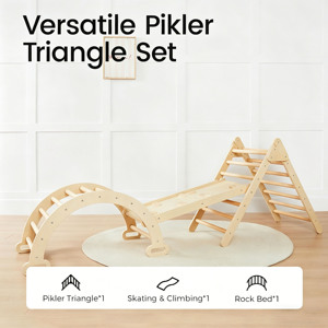 ชุดโครงปีนป่ายไม้สำหรับเด็กเล็ก แรงบันดาลใจจากโรงเรียนมอนเตสซอรี่ รุ่น Pickler Triangle สำหรับเด็กวัยเตาะแตะ ใช้ในโรงเรียนอนุบาลและสนามเด็กเล่น - Product Image 3