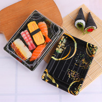 Vente en gros Livraison en polystyrène Mini emballage à emporter écologique personnalisé avec feuille d'or Conteneur PS Plateau à sushi avec couvercle