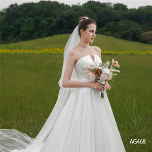 Taille personnalisée en gros une ligne nouveau style robe de mariée formelle robe gracieuse chic épaules dénudées col en V église robe de mariée - Product Image 4