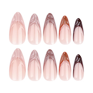 <span class=keywords><strong>Faux</strong></span> <span class=keywords><strong>ongles</strong></span> à presser marron français, forme amande, 24 pièces, design JP3333, en ABS 3D, populaires, vente en gros - Product Image 5