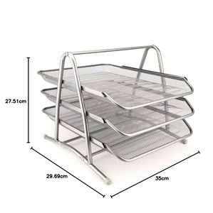 3 Tier Document <b>Tray</b> Desk Organizer Stackable <b>File</b> Organizer Desktop Letter Mail & Paper Holder & Wire Mesh <b>File</b> <b>Tray</b> - Product Image 4