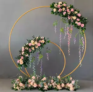 QSLH-K049 Gouden Metalen Cirkel Bruiloft Arch Decor Ballon Verjaardag Afstuderen Bruiloft Decoratie Event Party Arch Achtergrond