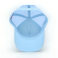 Casquette de baseball vintage personnalisée à 5 panneaux découpée au laser en daim, 100 % polyester, imperméable, style sportif urbain, avec logo brodé et visière courbée haute
