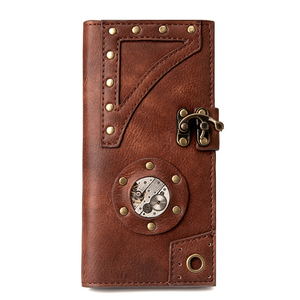 Trifold Cartera para hombre Vintage PU Cuero Cartera <span class=keywords><strong>de</strong></span> viaje Cuero para hombres Steam Punk Tarjetero - Product Image 1