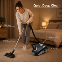 Aspirateur à bidon 1200W 2000W, aspiration 17Kpa, filtre HEPA, enroulement automatique du cordon, faible niveau sonore, aspirateur cylindrique pour la maison et l'hôtel