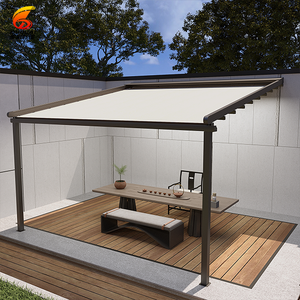 Auvent électrique pliable entièrement en aluminium avec éclairage LED, 10 niveaux de résistance au <span class=keywords><strong>vent</strong></span>, personnalisable pour les terrasses de villas - Product Image 1
