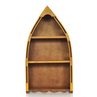 Handgefertigtes Kleines Massivholz-Nautisches Kanu-Bücherregal für Apartment, Büro, Wohnzimmer, Schule - Küstenhaus-Möbel im Handwerksstil