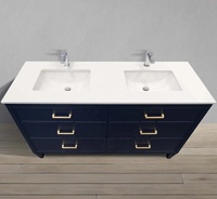 Meuble-lavabo de salle de bain moderne au design luxueux, construction en MDF, rangement multi-tiroirs, plateau en marbre/pierre frittée, peinture de haute qualité