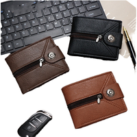 Dompet Pria Baru dengan Gesper Magnetik Sederhana, Tas Koin dengan Ritsleting, Banyak Slot Kartu, Dompet Pendek, Bahan Logam, Modis