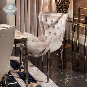 Pata de acero inoxidable de diseño nórdico, mueble de comedor de madera maciza, silla de comedor moderna de cuero auténtico barato de lujo