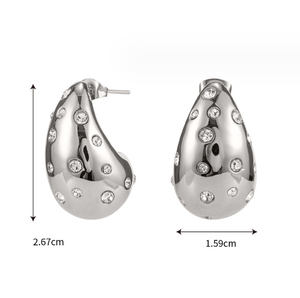 ต่างหูสแตนเลสสำหรับผู้หญิงทรงหยดน้ำตากลวงแบบมินิมอลสำหรับผู้หญิง - Product Image 2