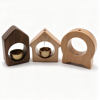 Cloche de porte Carillon à vent Décoration intérieure Réfrigérateur Carillon de porte en noyer noir Bois laiton Pendentif en bois Cloche de porte