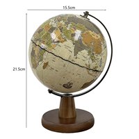 Globe terrestre rotatif à 360° sur base en bois et support métallique, 14,5 cm, certifié CE ROHS, décoration de bureau vintage anglaise