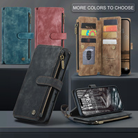 Étui de téléphone à rabat multi-cartes en cuir PU avec fermeture éclair, compatible avec la série Apple, fabrication directe OEM/ODM
