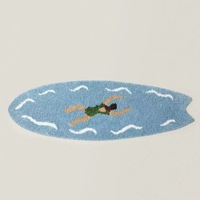 Tapis de sol irrégulier en microfibre tufté en forme de planche de surf, fabriqué à la machine, absorbant l'eau, antidérapant et résistant aux taches