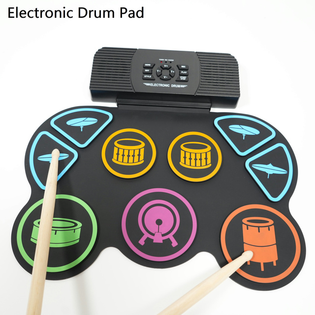 New Arrival Portable Silicone Electronic Drum Set 10 Demos 6 Rhythms Logo Customization Available Roll-Up Drum Kit  Wholesale