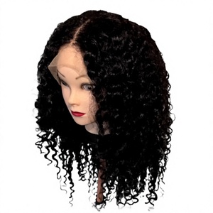 Perruque de luxe noire bouclée crépue en cheveux humains avec dentelle HD, sans colle, perruque frontale 13x4 haute densité pour femmes noires - Product Image 1