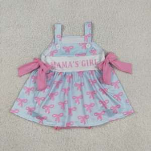 Conjunto de pelele sin mangas para niña, modelo SR3426 RTS, con lazos rosas, para niñas pequeñas, estilo mamá y yo, venta al por mayor. - Product Image 1